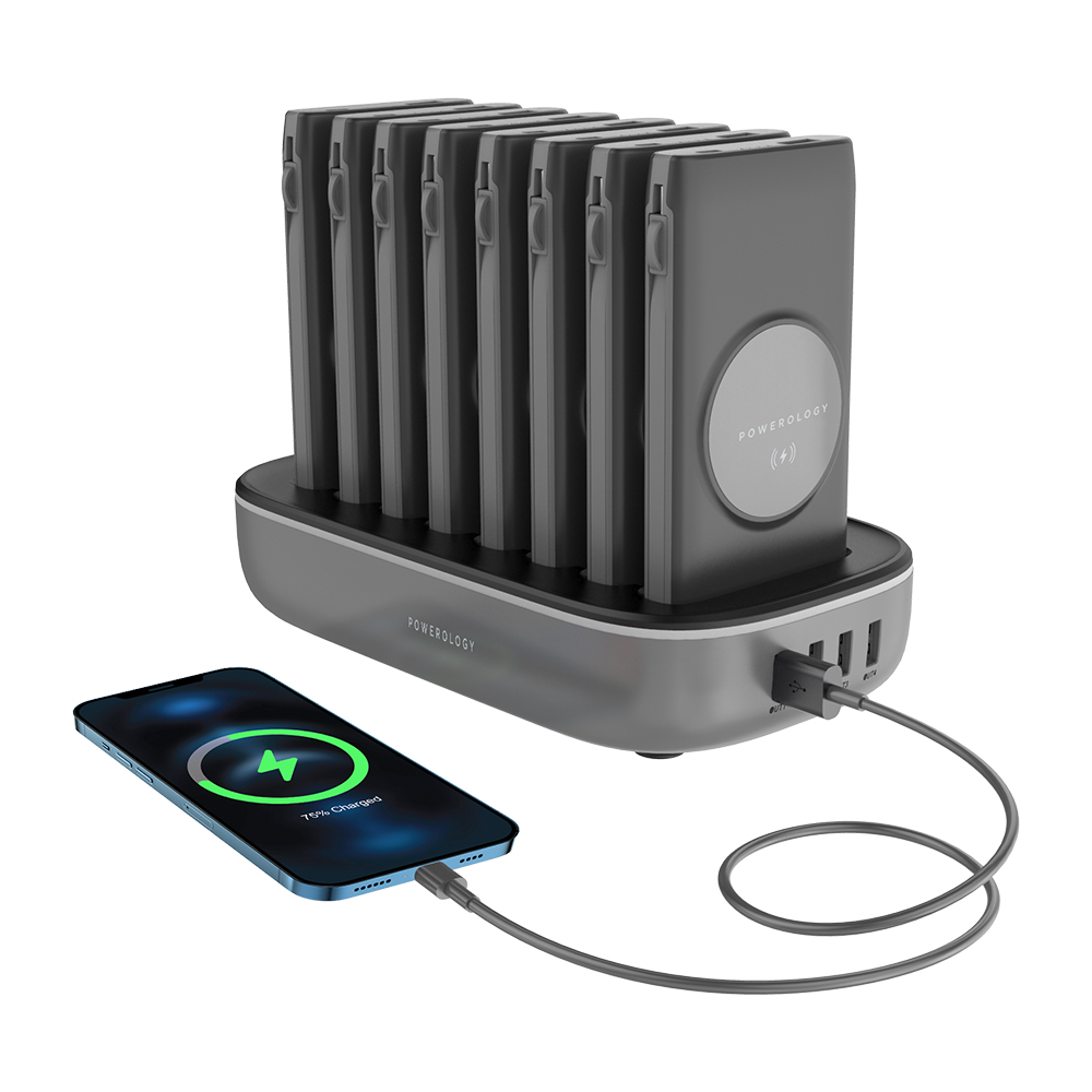 Powerology 8in1 Station 10000mAh with Built-in Cable (Black)