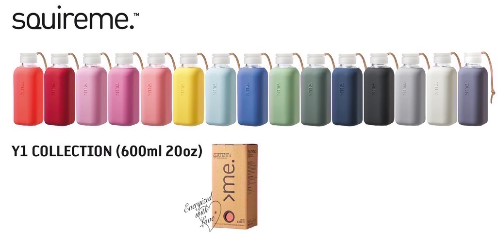 Squireme Y1 Glass Bottle with Silicone Sleeve 600ml (Fire Red)