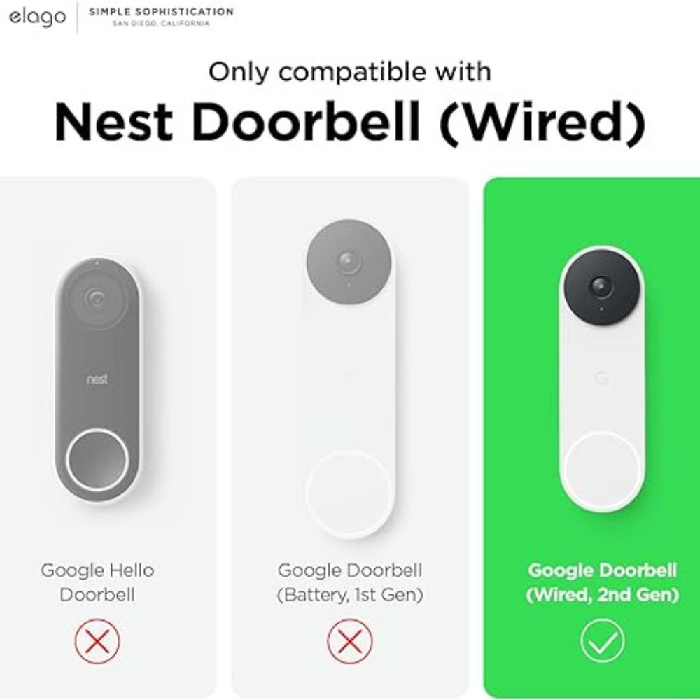 Elago Wall Plate for Nest Hello Doorbell_Wired (White)