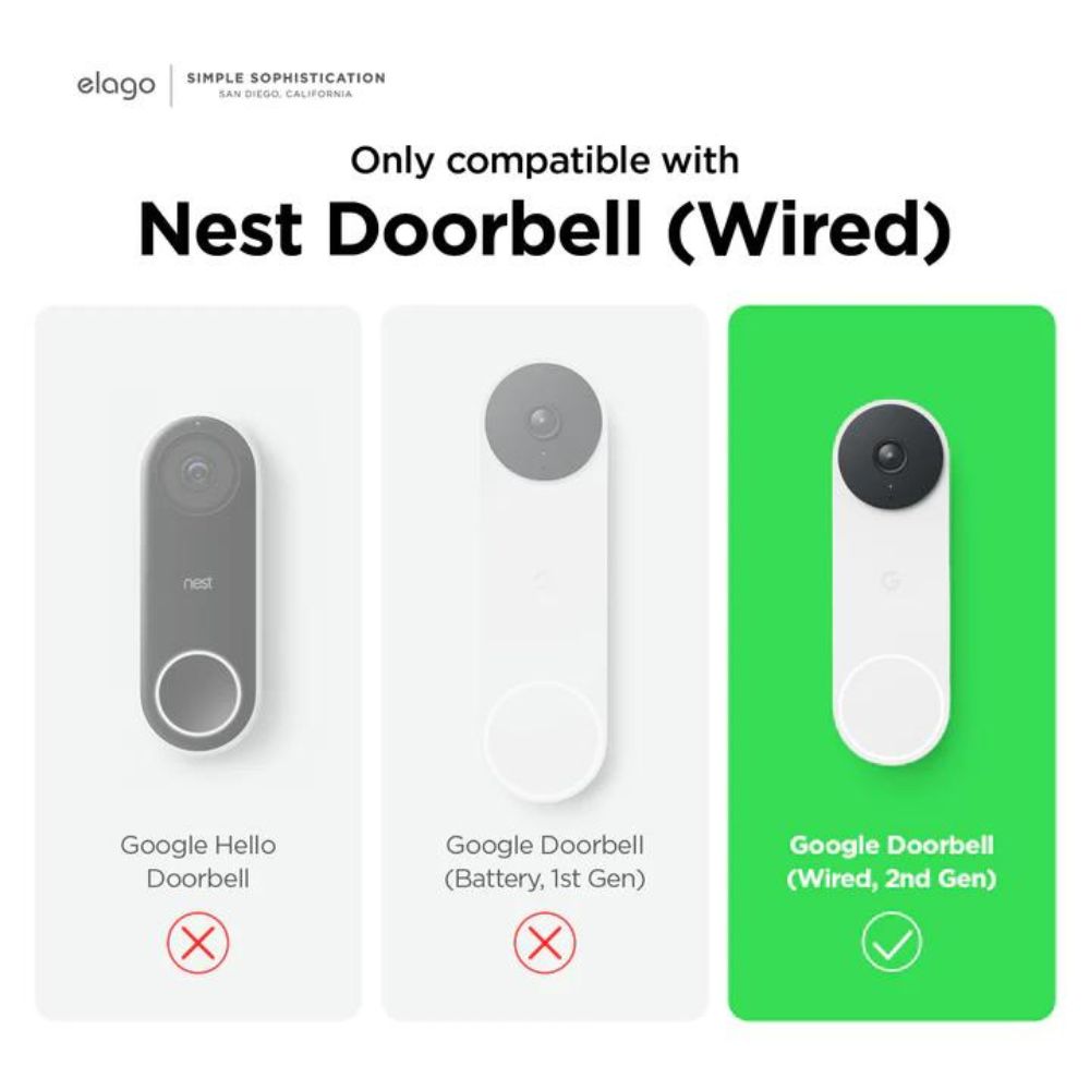 Elago Silicone Case for Nest Doorbell Hello_Wired (White)