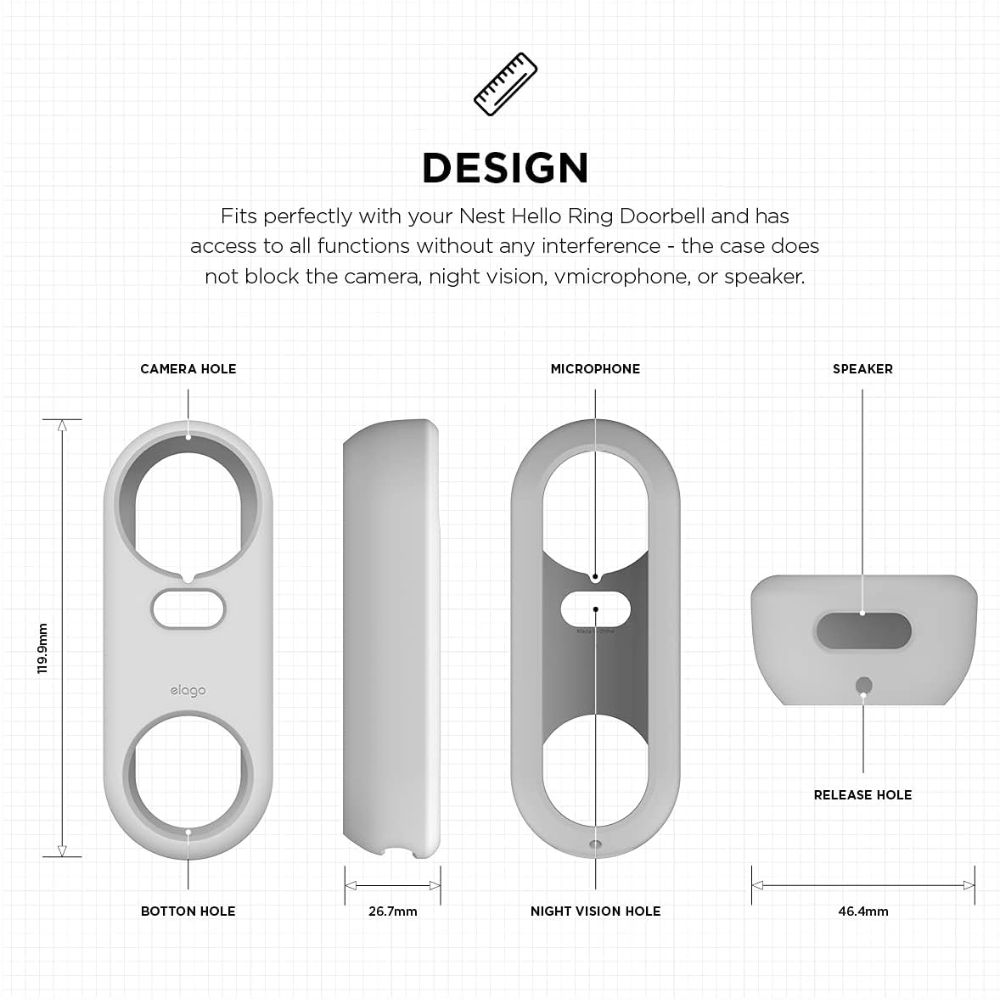 Elago Silicone Case for Nest Doorbell Hello (White)