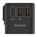 Momax 1-World+ 70W GaN 3-Port w/ Built-in USB-C Cable + AC Travel Adaptor (Black)