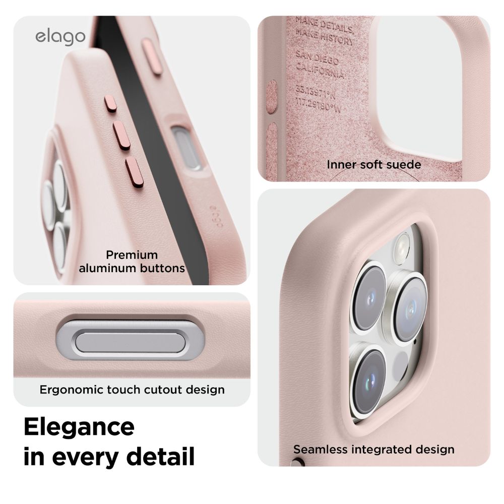 Elago Leather Magsafe Case for iPhone 16 Pro Max (Lovely Pink)