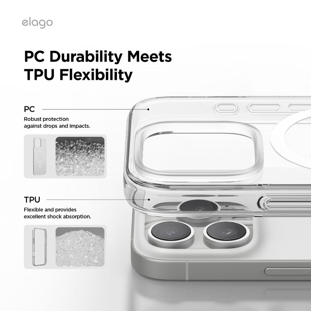 Elago Hybrid Magsafe Case for iPhone 16 Pro Max (Clear/White)