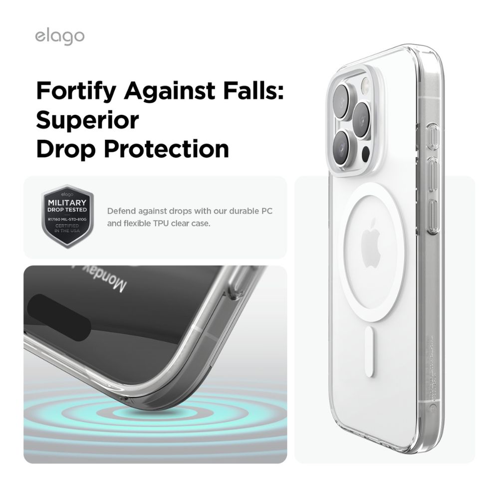 Elago Hybrid Magsafe Case for iPhone 16 Pro Max (Clear/White)