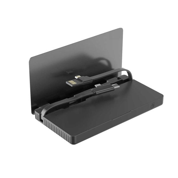 Powerology 3in1 Power Station 8000mah With Built-In Cable (Silver)