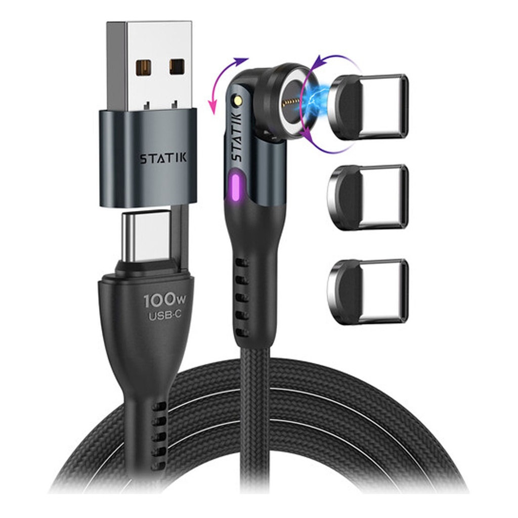 Statik 360 Pro 2.0 Magnetic Tip USB-C Cable 1.8M (Black)