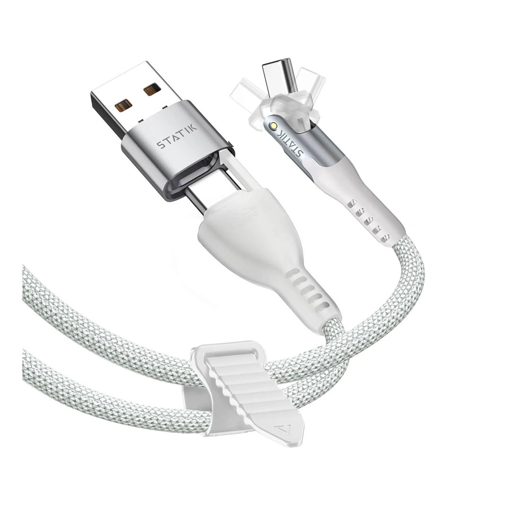 Statik PowerPivot Pro 100w Nylon Braided C-C Cable 3M (White)