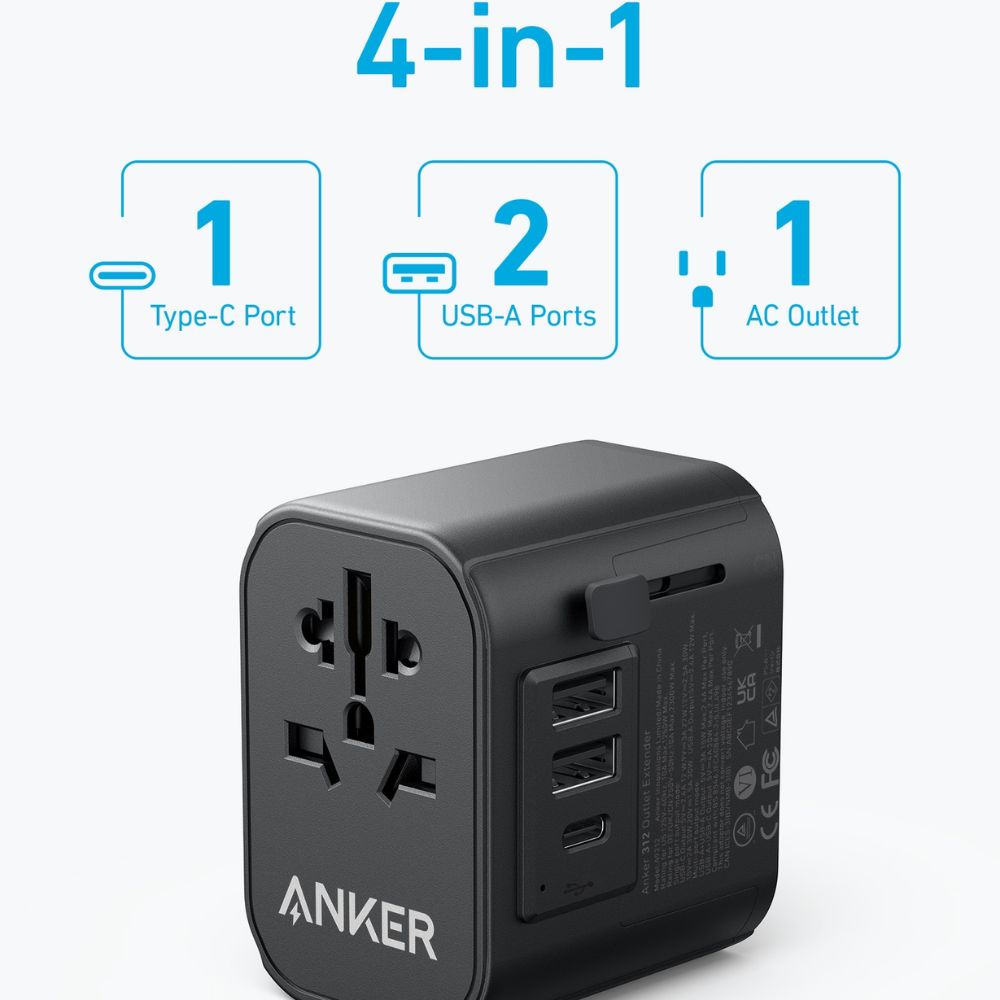 Anker Nano Travel Adapter (4-in-1, 65W) (Black)