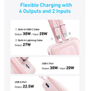 Anker Zolo Power Bank (20K, 30W, Built-In USB-C and Lightning Cable) (Pink)