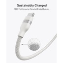 Anker USB-C to USB-C Cable 240W (Upcycled-Braided) (0.9m/3ft) (White)