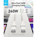 Anker USB-C to USB-C Cable 240W (Upcycled-Braided) (0.9m/3ft) (White)