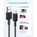 Anker 322 USB-A to USB-C Cable Braided (0.9m/3ft) (White)