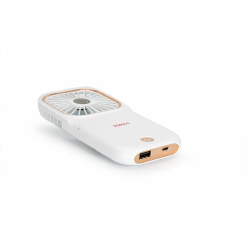 Torrii Cool + Bolt Foldable Neck Fan with 3000mAh Powerbank (White)