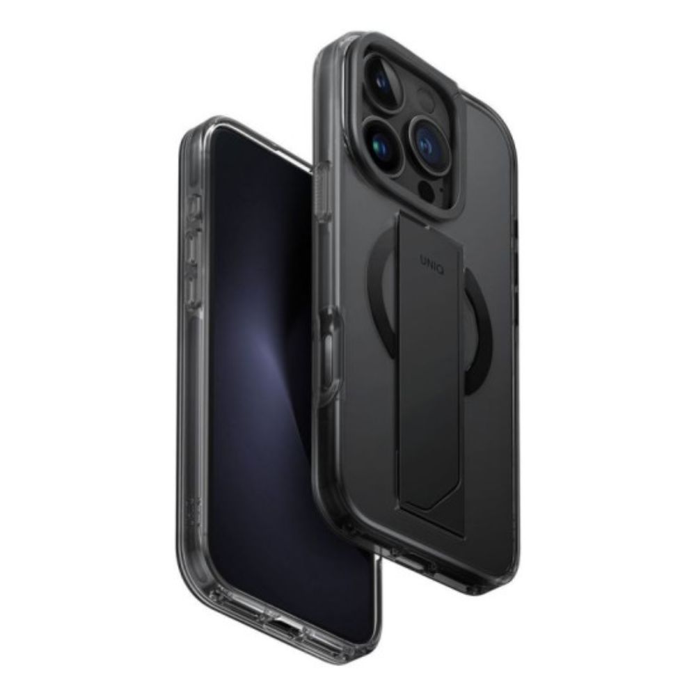 Uniq Hybrid Iphone 16 Pro (2024) 6.3 Heldro Max Magclick With Camera Stand - Vapour (Smoke)