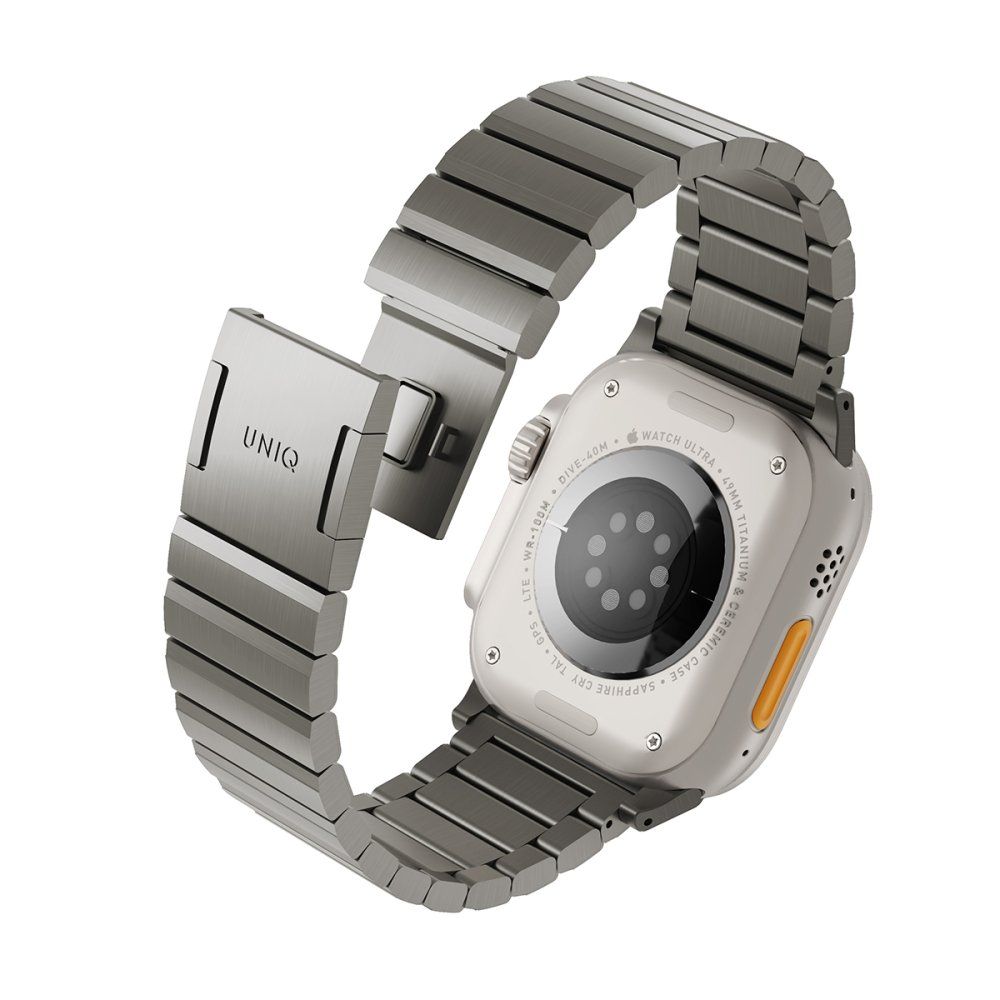 Uniq Strova Mag Apple Watch Self-Adjustable Steel Link Band 49/45/44/42Mm - Titanium (Silver)