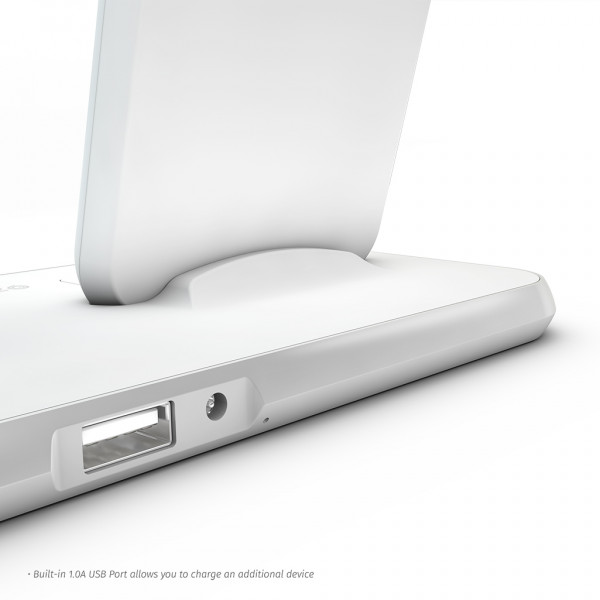 ZENS Stand Dock Aluminium Wireless Charger (White)