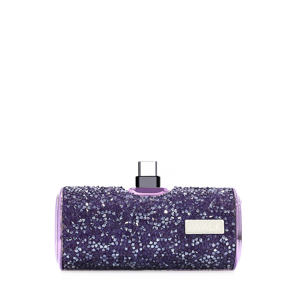 iWALK Secret4500 Portable Charger Built-In Type C Connector Mini as a Lipstick (Diamond Purple)