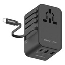 Momax 1-World+ 70W GaN 3-Port w/ Built-in USB-C Cable + AC Travel Adaptor (Black)