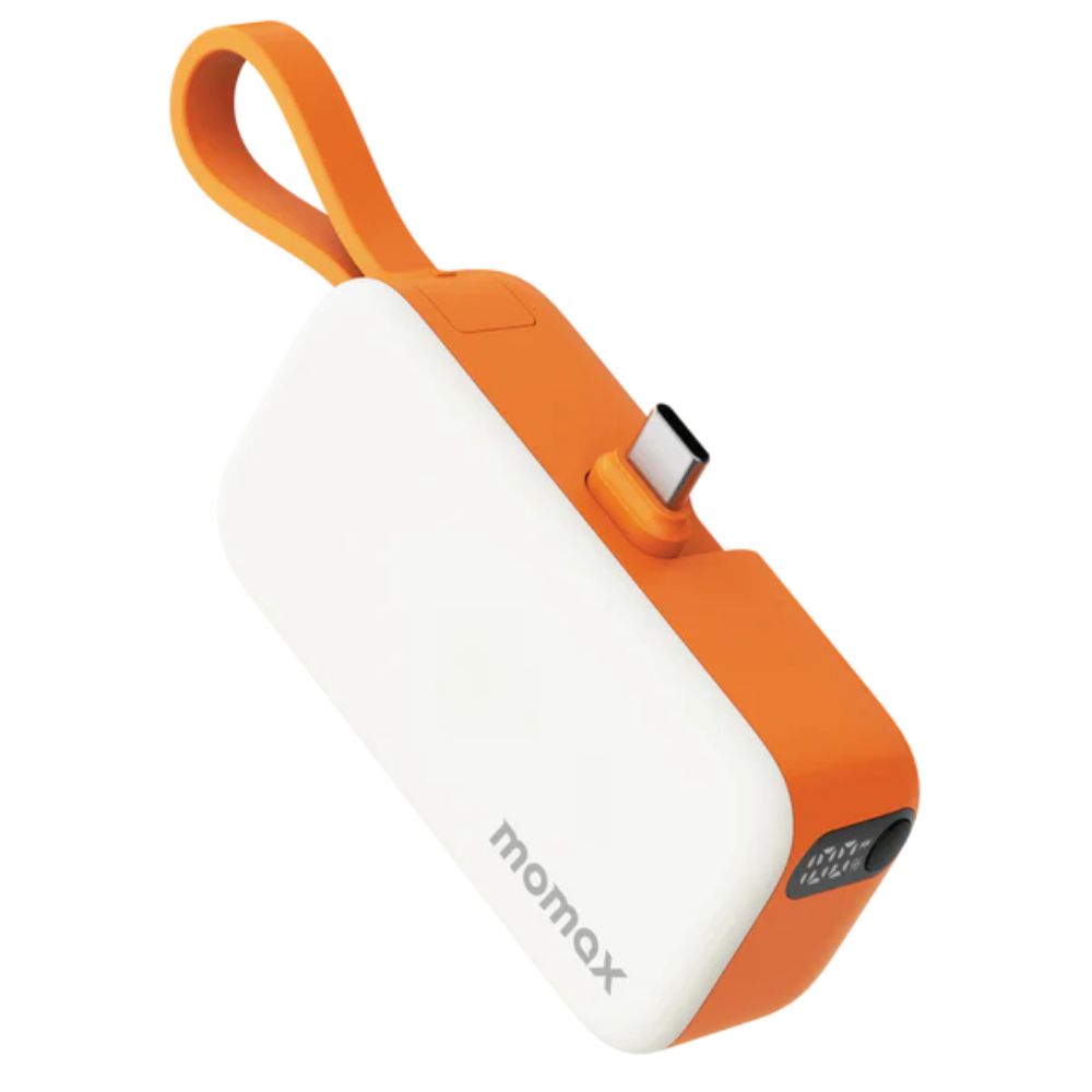 Momax 1-Power Mini 5000mAh Bulit-in foldable USB-C Battery pack (Orange)