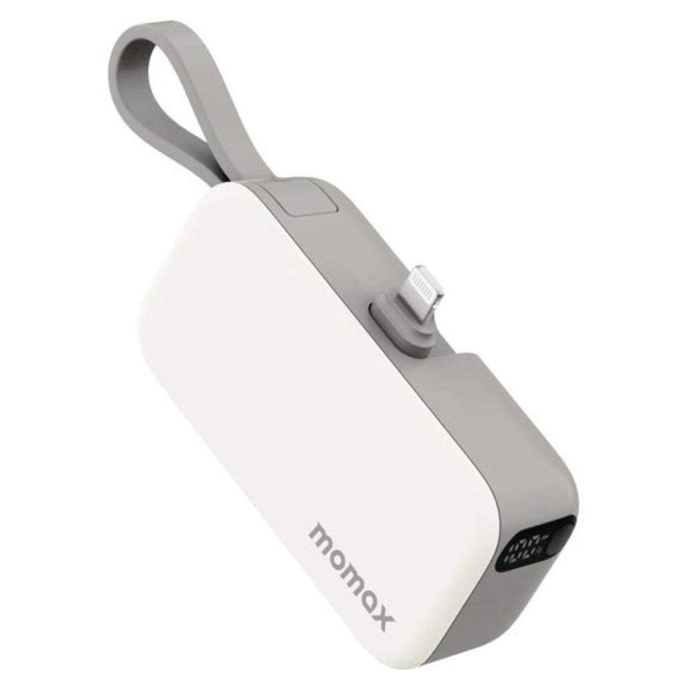 Momax 1-Power Mini 5000mAh Bulit-in foldable lightning Battery pack (White)