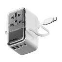 Momax 1-World+ Flow 35W 4-Port w/ Built-in USB-C Cable + AC Travel Adaptor (White)