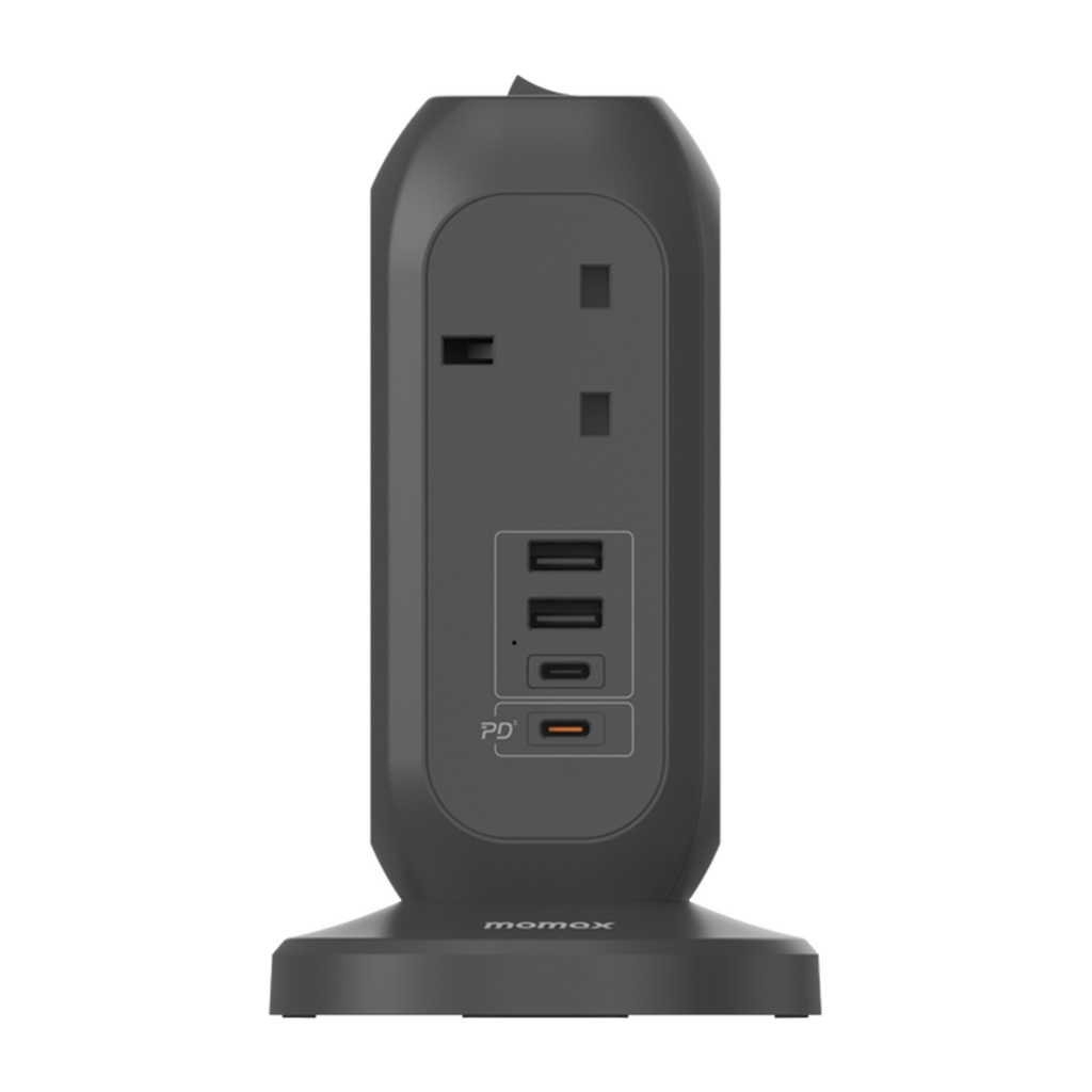 Momax ONEPLUG 7-Outlet Power Strip With USB (Space Grey)