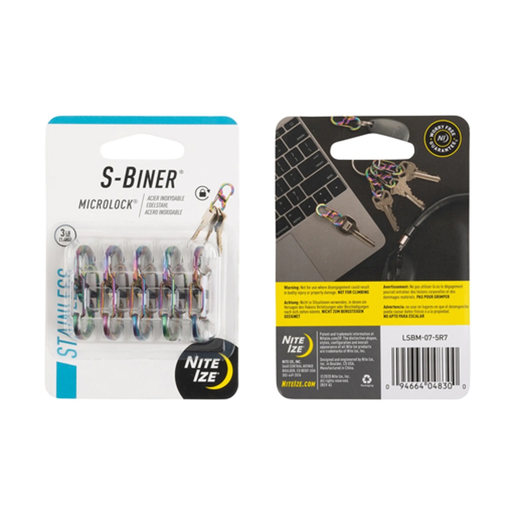 NiteIze S-Biner MicroLock Keychain Spectrum  5-Pack