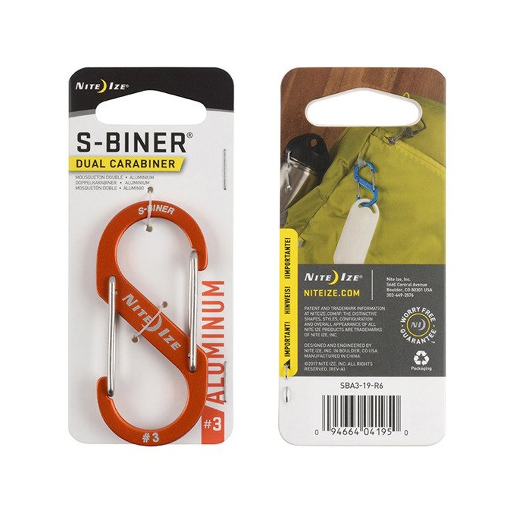 NiteIze S-Biner® Aluminum Dual Carabiner #3 (Orange)