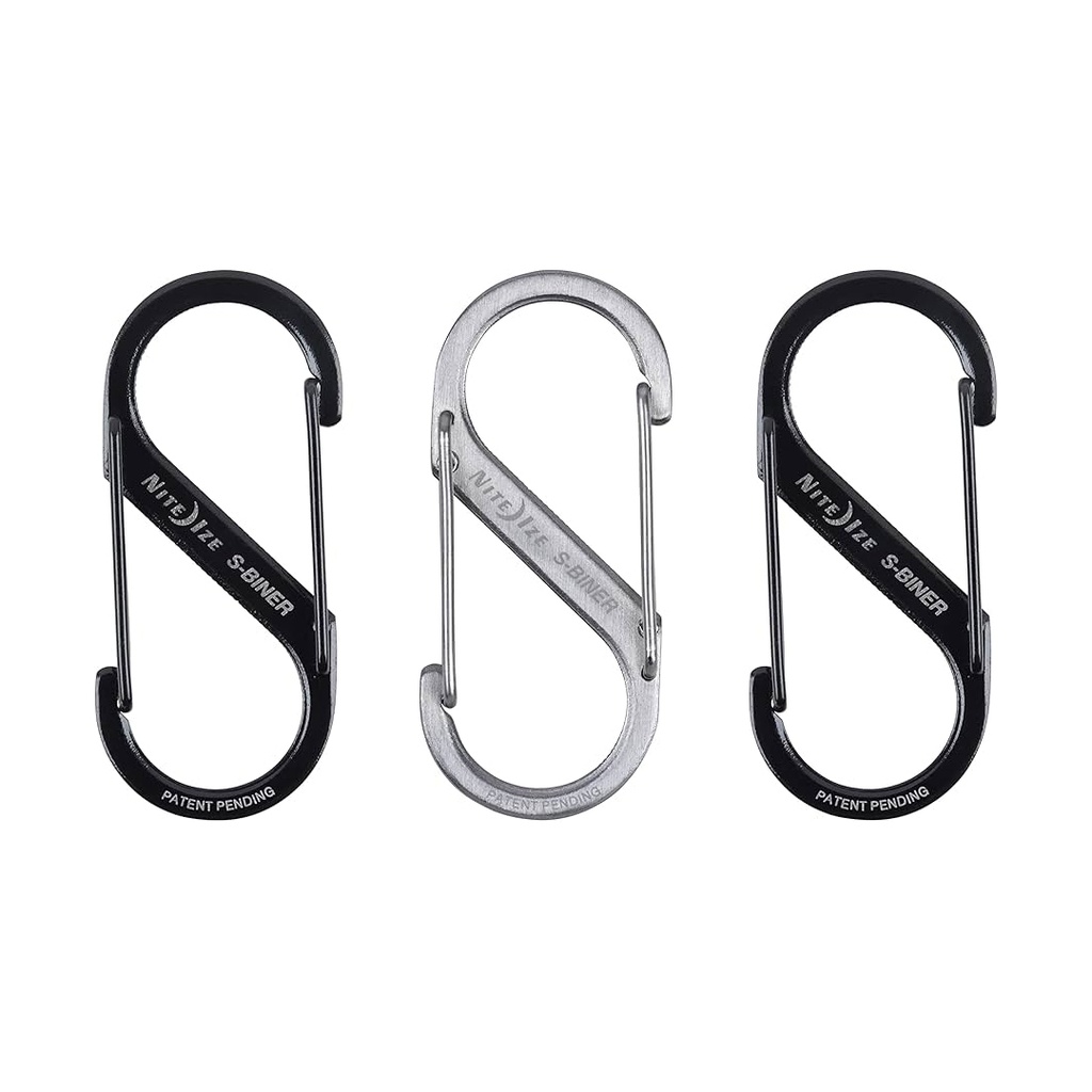 NiteIze S-Biner Stainless Steel Dual Carabiner #2 - 3 Pack (Black/Stainless)