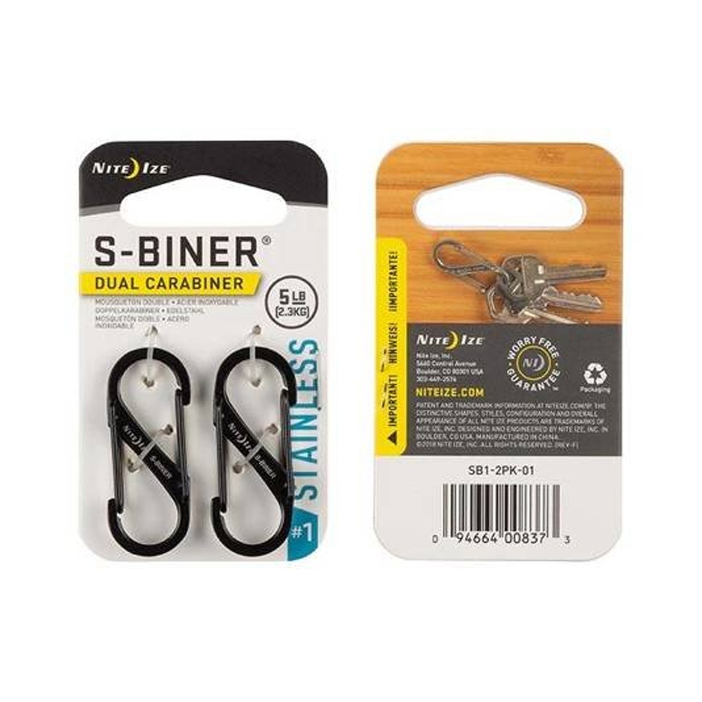 NiteIze S-Biner #1 - 2 Pack (Black)