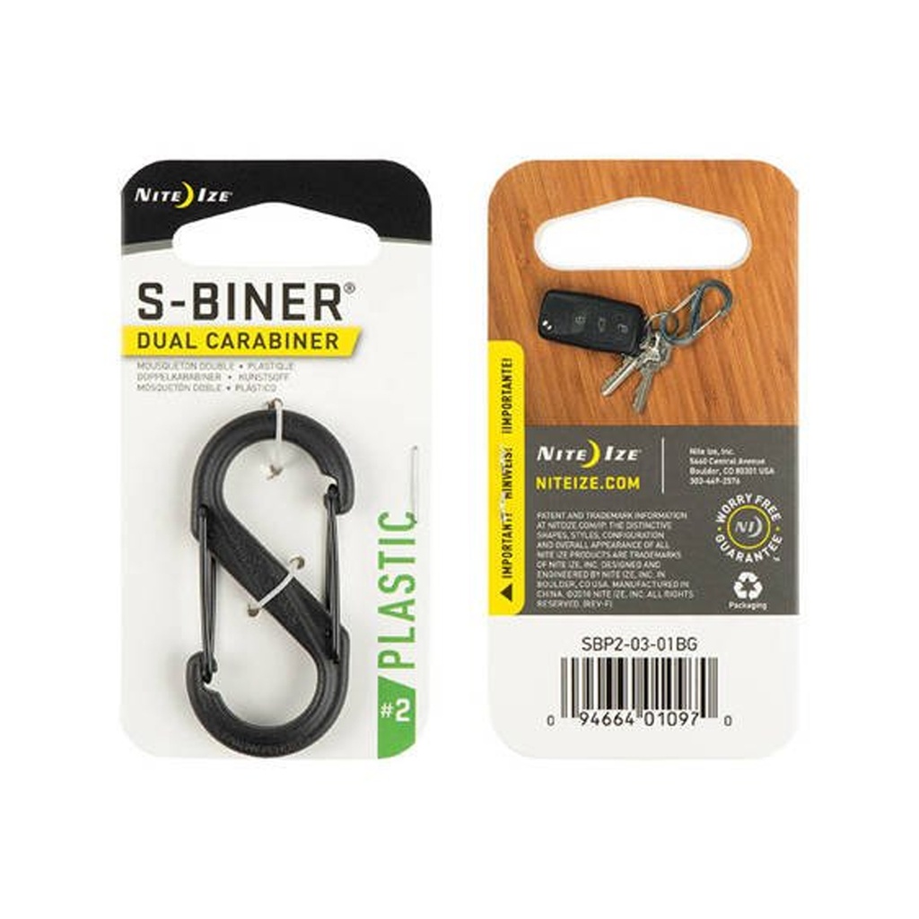 NiteIze S-Biner Plastic Dual Carabiner #2 (Black)