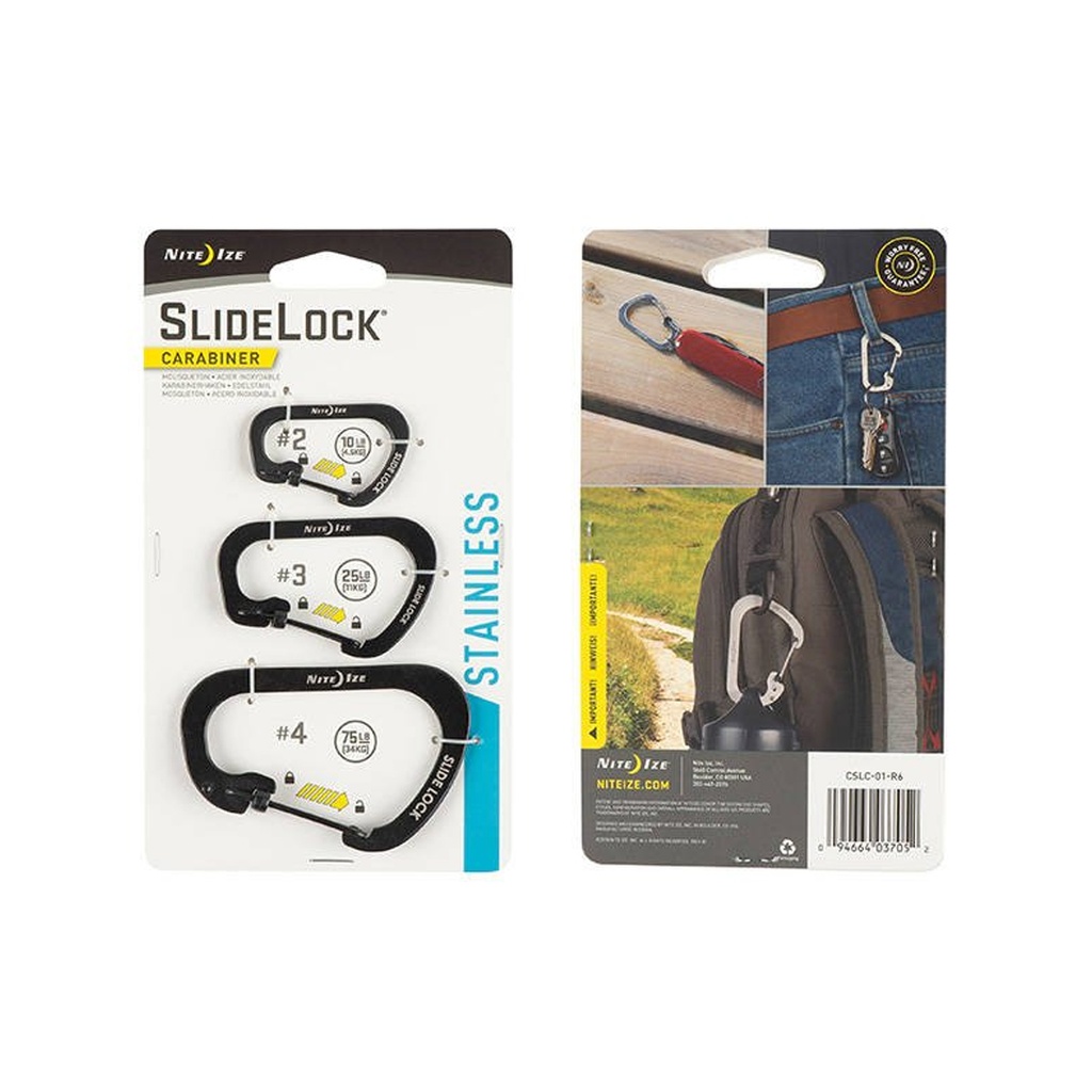 NiteIze Carabiner SideLock 3er-Set  Assorted (Black)