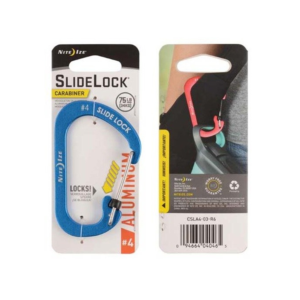 NiteIze SlideLock Carabiner Aluminum Size #4 (Blue)