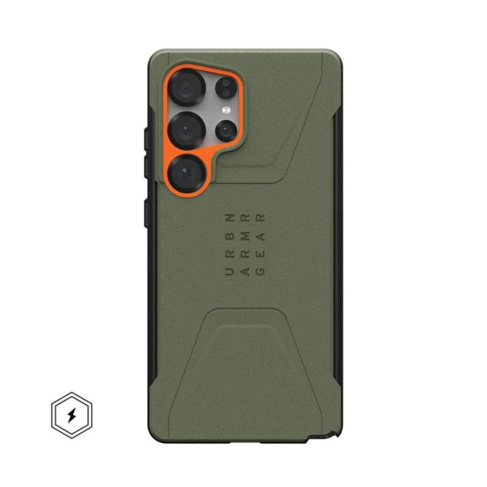 UAG Civilian MagSafe Case for Samsung Galaxy S25 Ultra (Olive Drab/Orange)