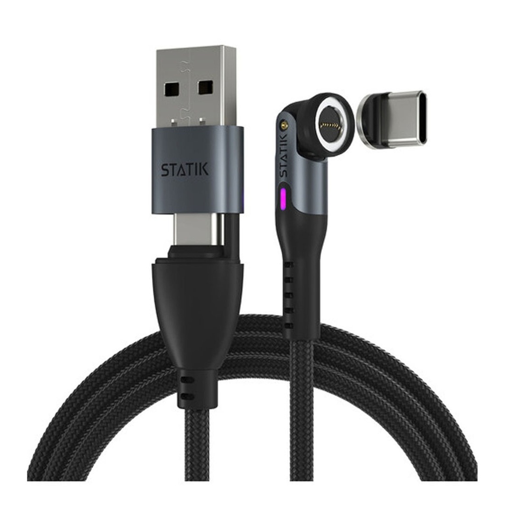 Statik 360 Pro 2.0 Magnetic Tip USB-C Cable 90CM (Black)