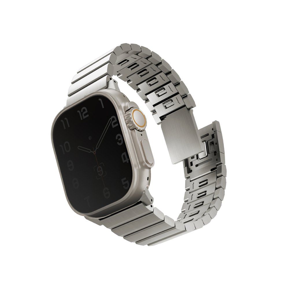 Uniq Strova Mag Apple Watch Self-Adjustable Steel Link Band 49/45/44/42Mm - Titanium (Silver)