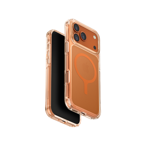 SkinArma Saido MagSafe Case for iPhone 17 Pro Max (Frost Clear/Volt Orange)