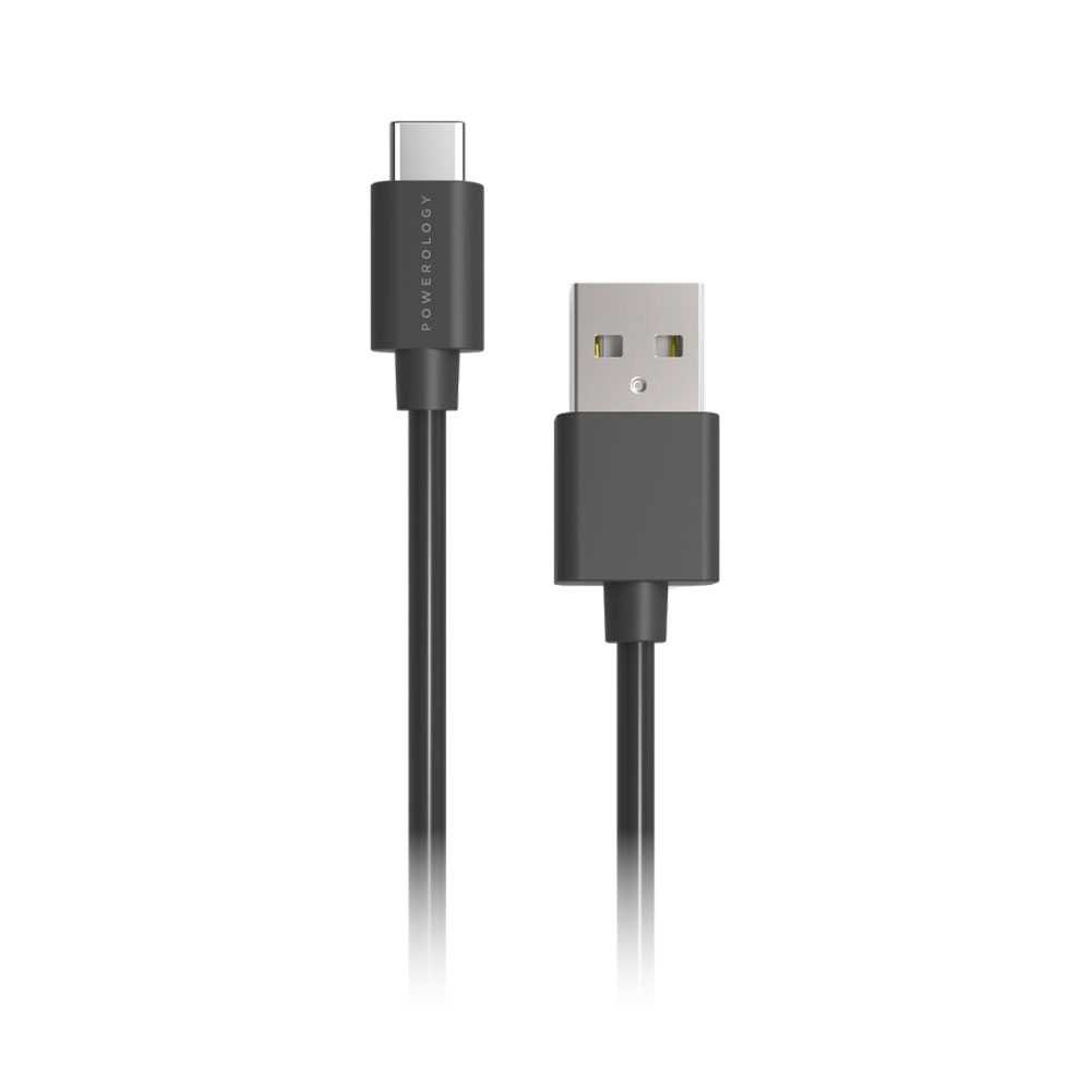 Powerology Data and Fast Charge USB-A to Type-C 3A Cable 1.2M (Black)