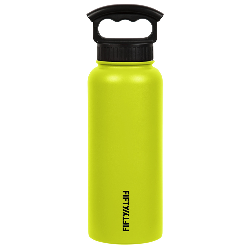 Fifty Fifty Vacuum Insulated Bottle 3 Finger Lid 1L (Lime Green)*