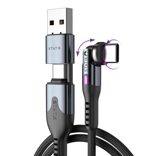 [PUP-0455-6FT-CC] Statik PowerPivot Pro 100w Nylon Braided USB-C to C Cable 1.8M (Black)