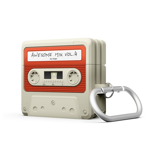 [EAP4TAPE-HANG-CWHRD] Elago Cassette Tape Case for AirPods 4 (Classic White/Red)