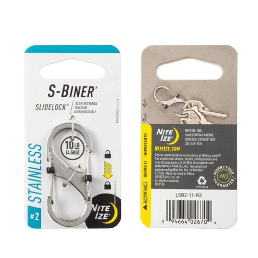 [LSB2-11-R3] NiteIze S-Biner #2 SlideLock (Stainless)