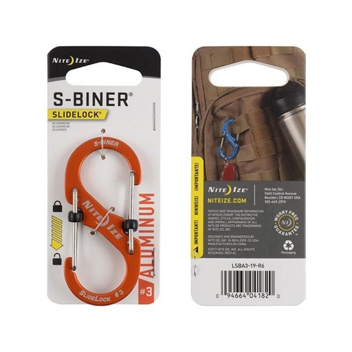 [LSBA3-19-R6] NiteIze S-Biner SlideLock Aluminum #3 (Orange)