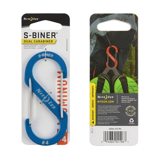 [SBA4-03-R6] NiteIze S-Biner Aluminum Dual Carabiner #4 (Blue)