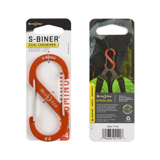 [SBA4-19-R6] NiteIze S-Biner® Aluminum Dual Carabiner #4 (Orange)