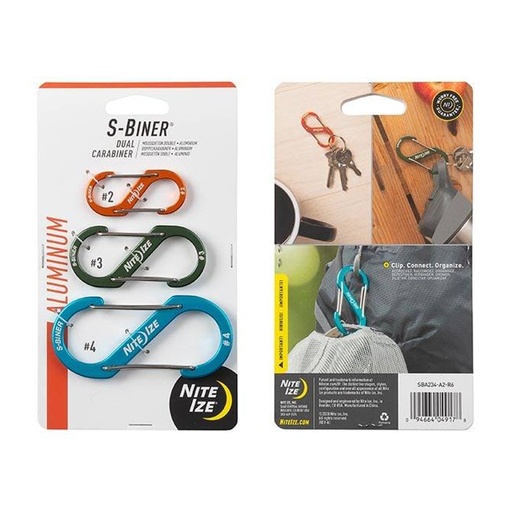 [SBA234-A2-R6] NiteIze Dual Carabiner (Orange/Olive/Blue)