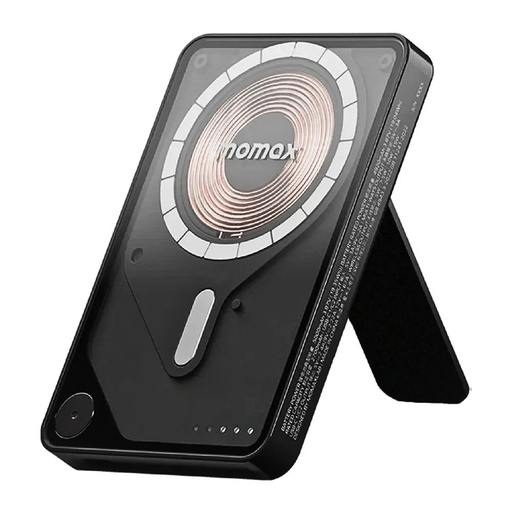 [IP131HKD]  Momax 1-Power X Pro Magnetic Wireless Battery Pack 5000mAh with Stand and Built-in USB-C Cable (Black)