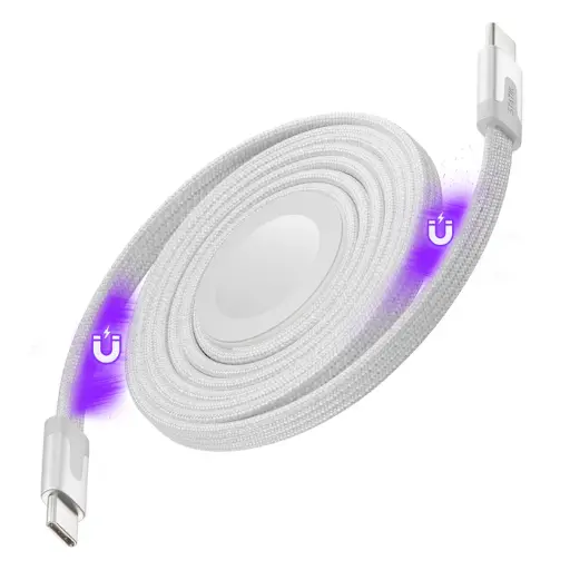 [PUP-0497-3FT-CC-WHT] Statik MagStack Duo Apple Watch Charger + USB-C Cable 1.5M (White)