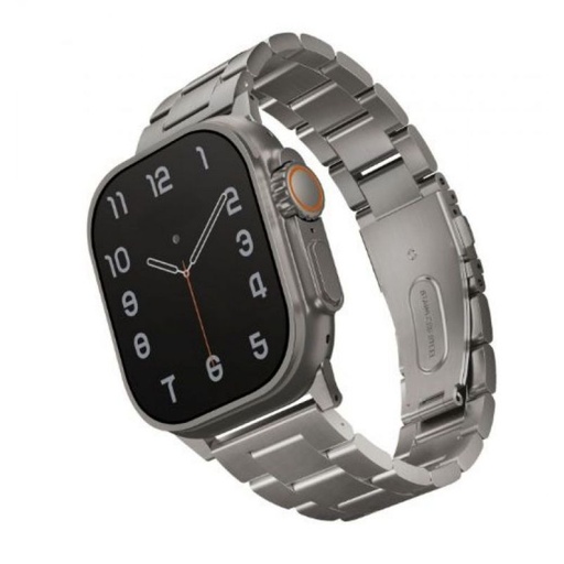 [UNIQ-49MM-OSTASIL] Uniq Osta Apple Watch Steel Strap With Self-Adjustable Links 49/45/44/42Mm (Titanium Silver)